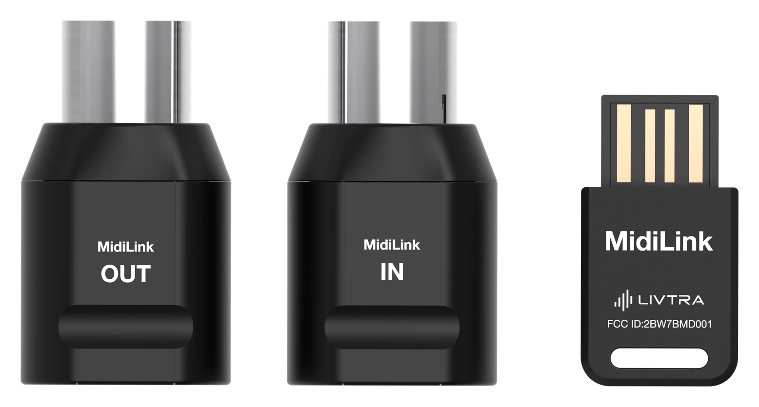 MidiLink adapter set: OUT auxiliary adapter, IN main adapter and USB adapter